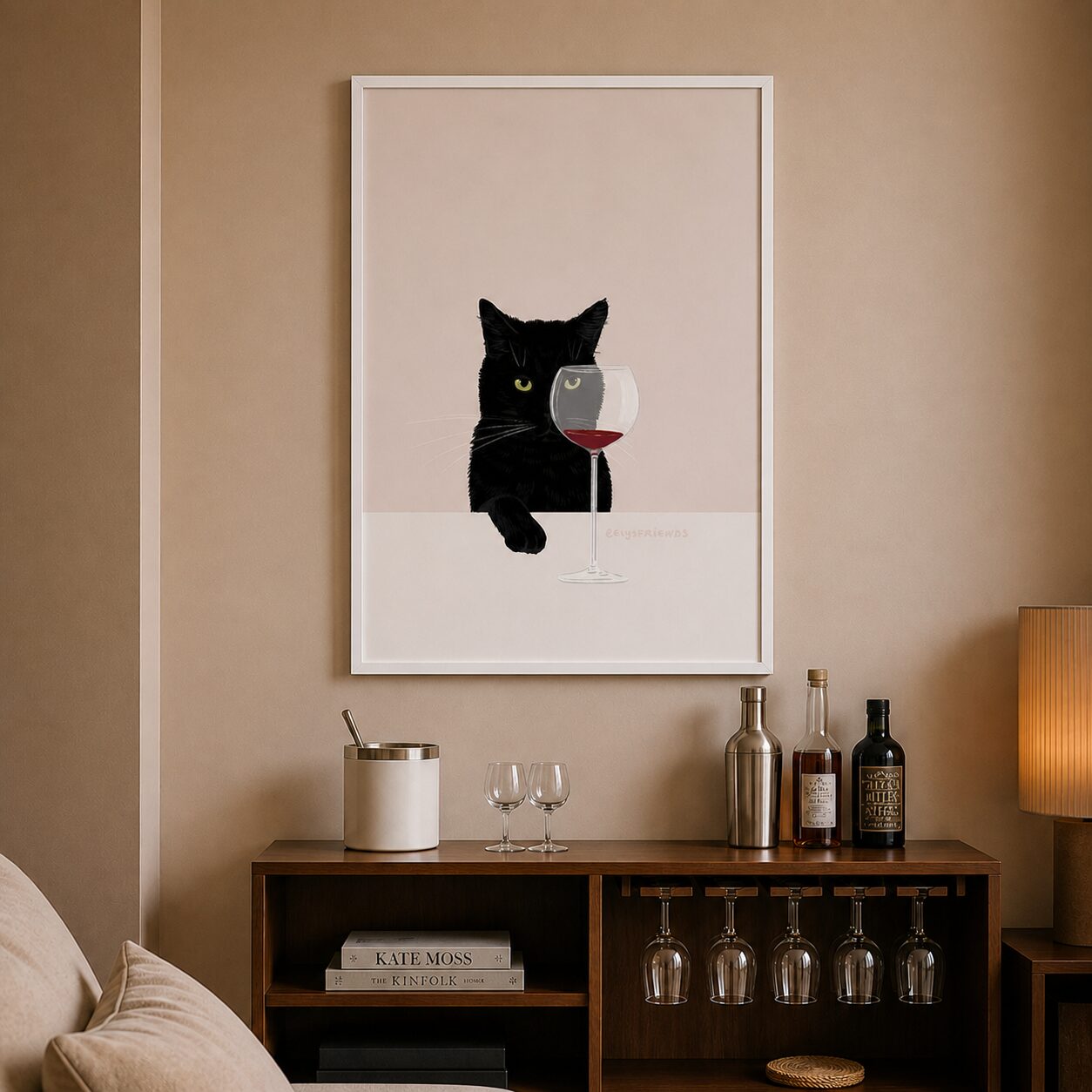 Quadro Canvas Cats And Wine