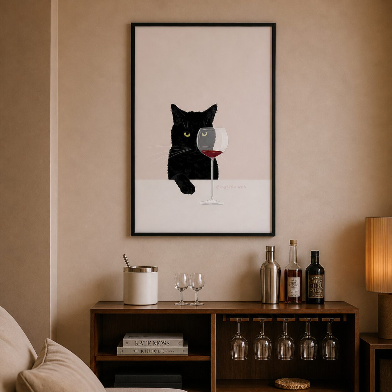 Quadro Canvas Cats And Wine
