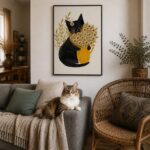 Quadro Canvas Gatinho Com Flores