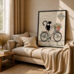 Quadro Canvas Gato Bike Retro