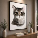 Quadro Canvas Gato Cinza Malhado