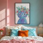 Quadro Canvas Gato Coroa De Flores