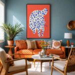 Quadro Canvas Gato Estilizado Orange