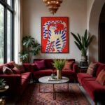 Quadro Canvas Gato Estilizado Red