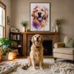 Quadro Canvas Golden Purple Aquarela