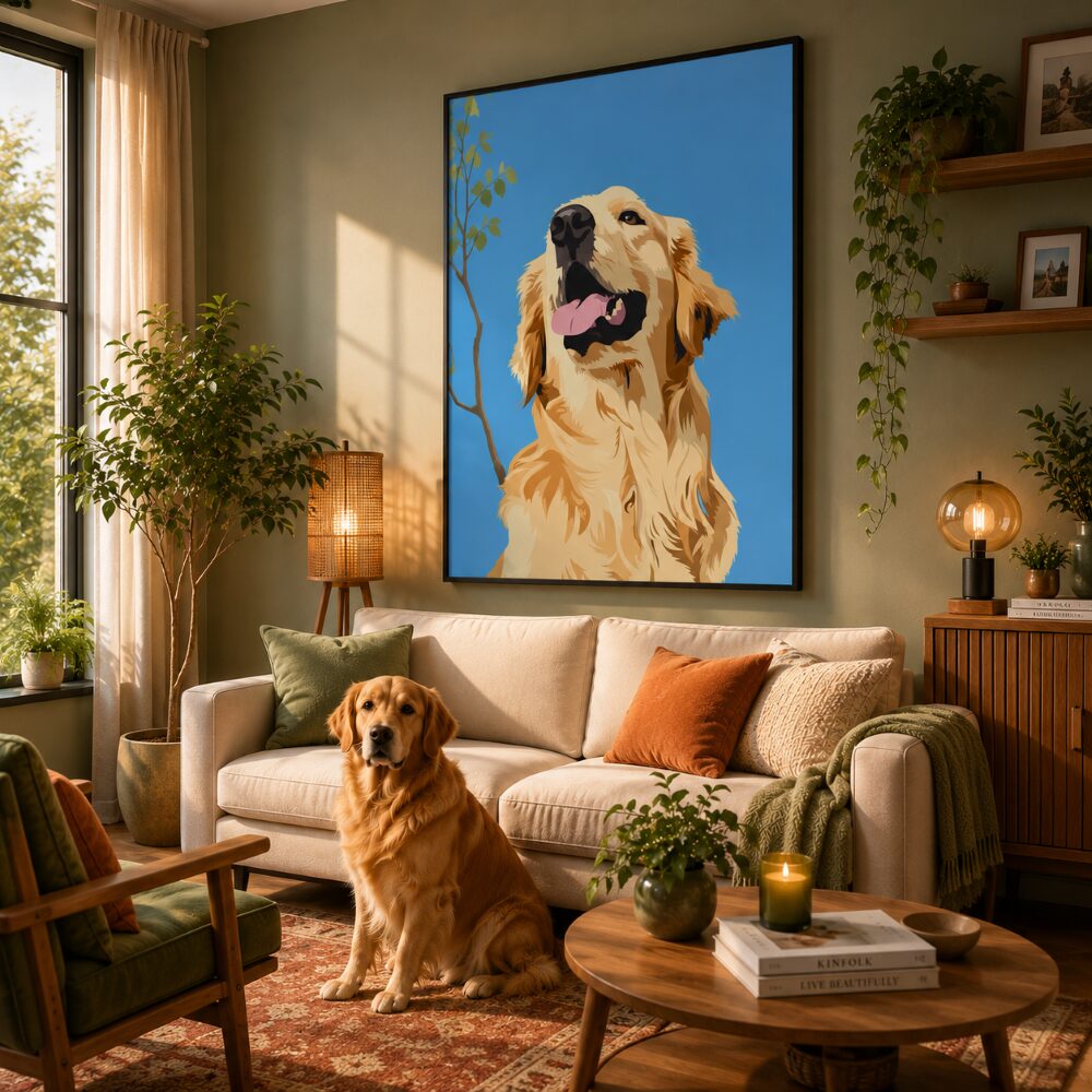 Quadro Canvas Happy Golden And Blue