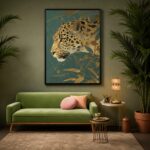 Quadro Canvas Leopardo Dourado