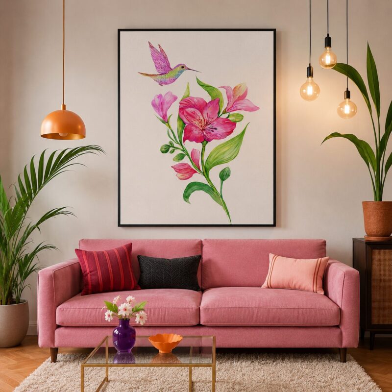 Quadro Canvas Lily Humming Bird