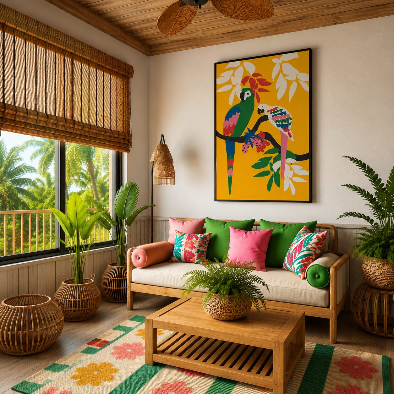 Quadro Canvas Papagaios Tropicais