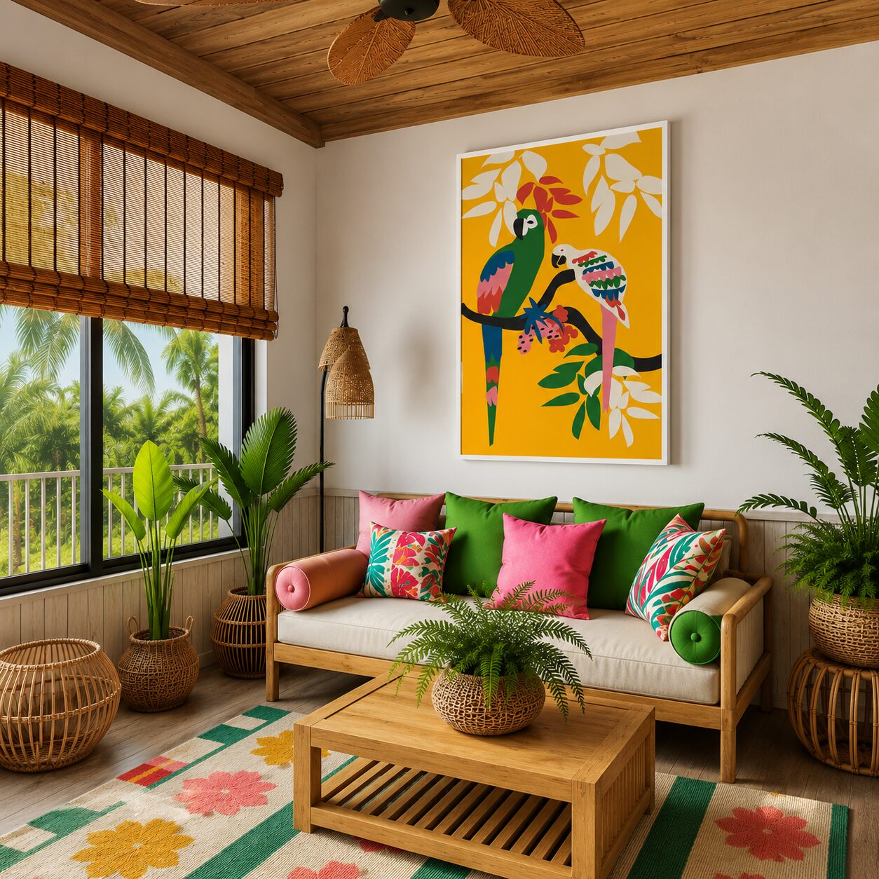Quadro Canvas Papagaios Tropicais