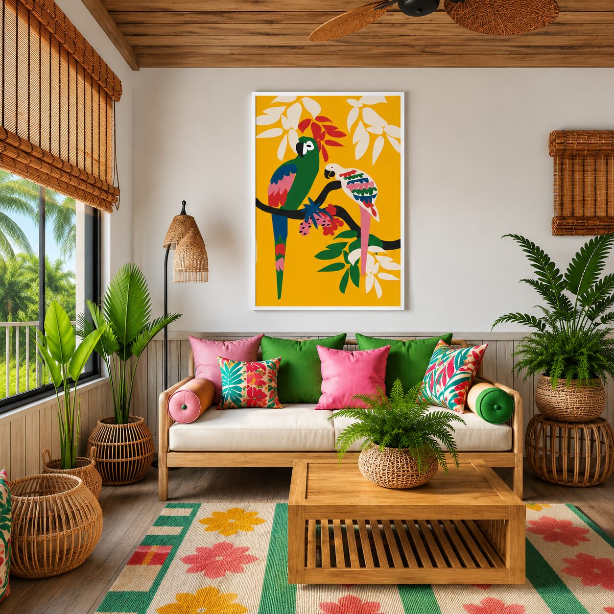 Quadro Canvas Papagaios Tropicais