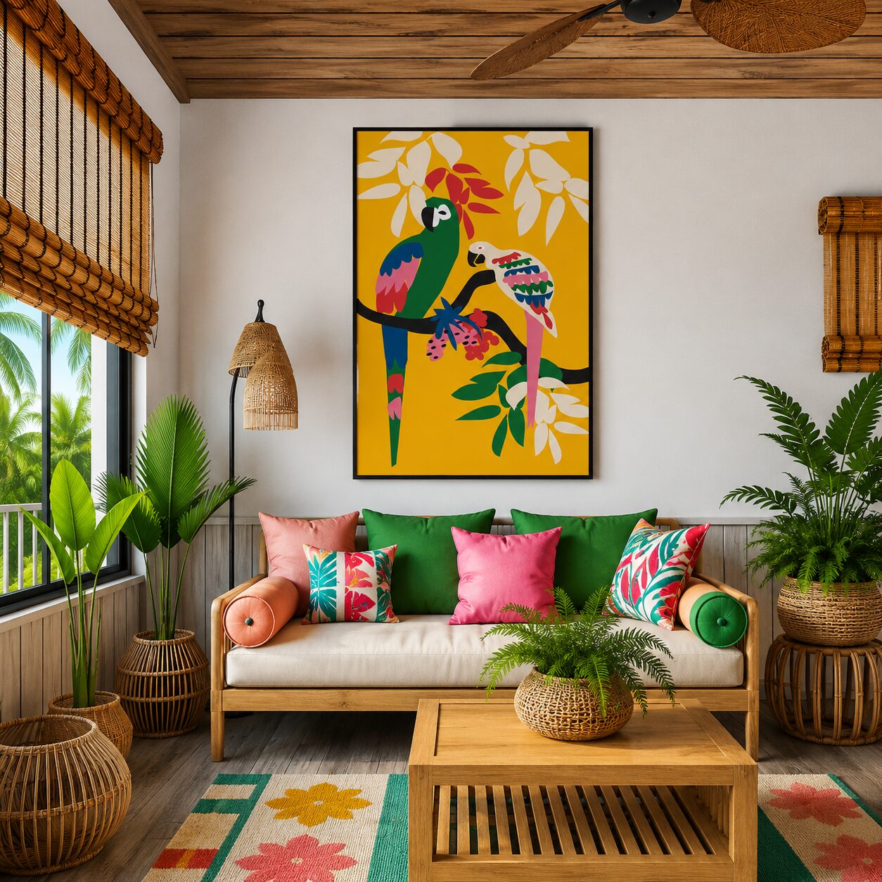 Quadro Canvas Papagaios Tropicais