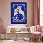 Quadro Canvas Retro Cat Trio Poster