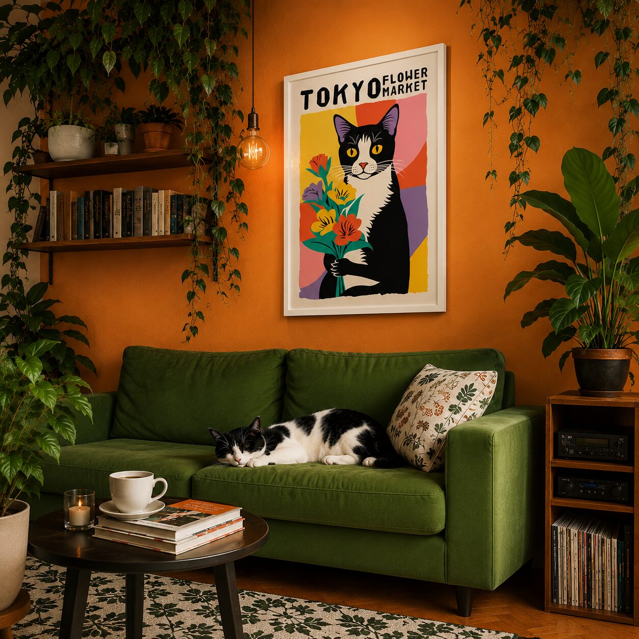 Quadro Canvas Tokyo Flower Cat