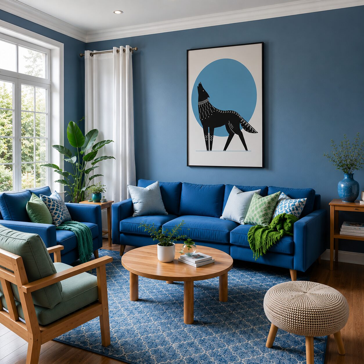 Quadro Canvas Wolf Blue Moon Howl