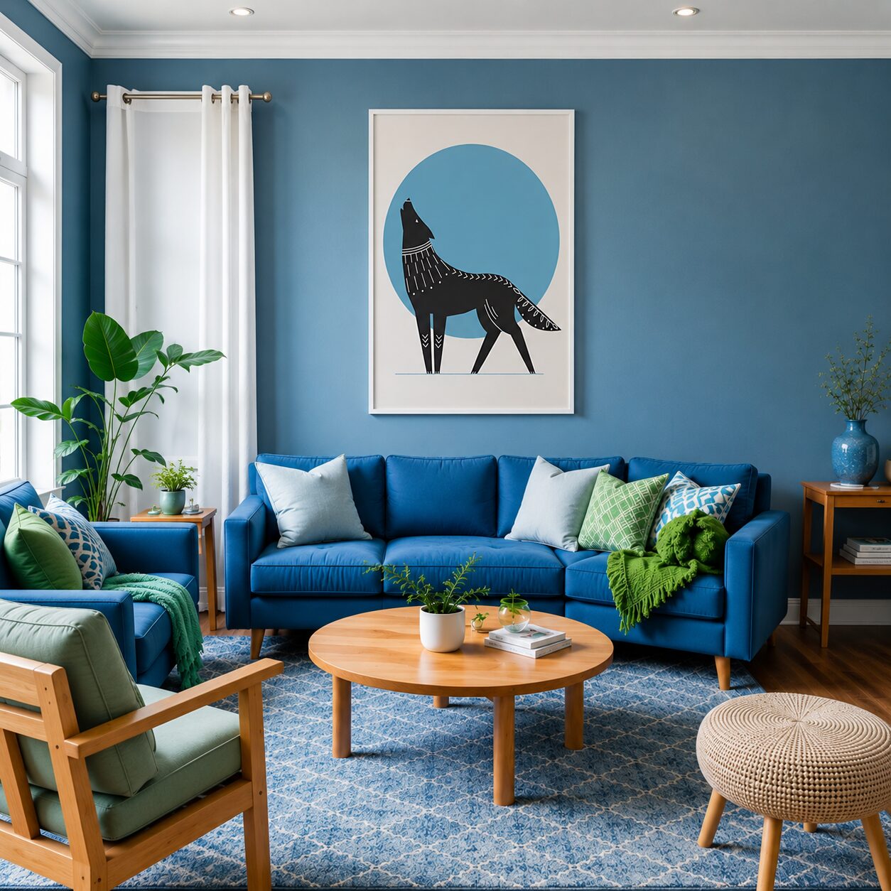 Quadro Canvas Wolf Blue Moon Howl