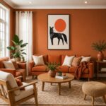 Quadro Canvas Wolf Orange Moon Howl