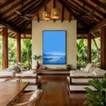 Quadro Canvas Azul Canoa Lagoa