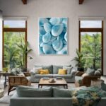 Quadro Canvas Azul Conchas Naturais