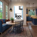 Quadro Canvas Beach Praia Escrito Azul