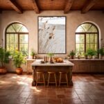 Quadro Canvas Bege Flor Capim Pluma