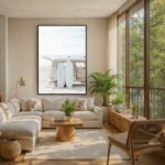 Quadro Canvas Bege Kombi Praia Pranchas
