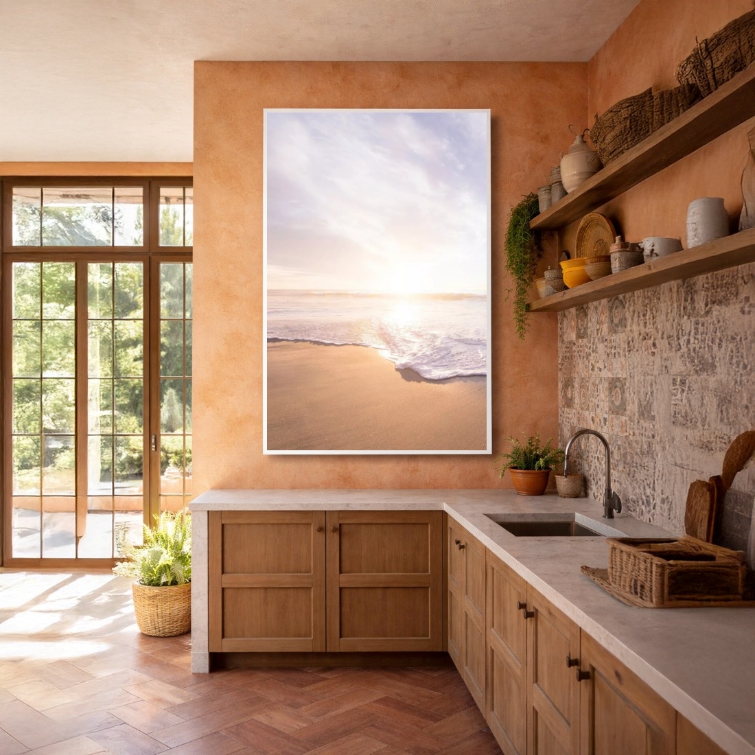 Quadro Canvas Bege Mar Luz do Sol