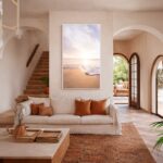 Quadro Canvas Bege Maré Mar Iluminado