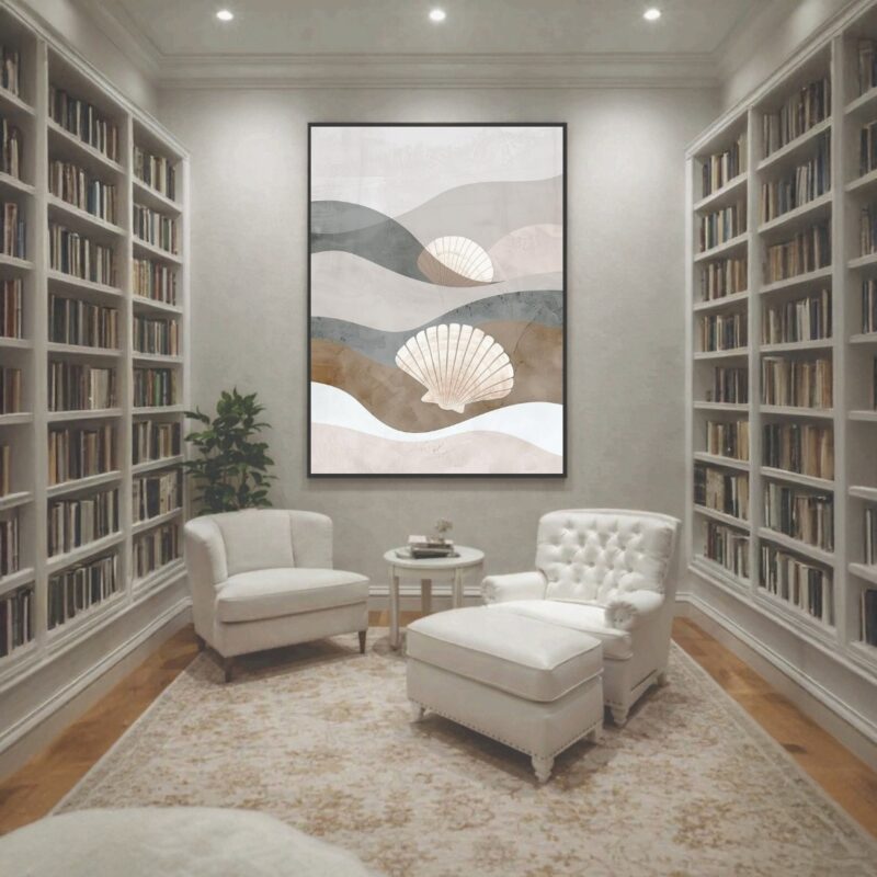 Quadro Canvas Bege Terroso Concha Desenho