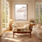 Quadro Canvas Bege Vestido Tecido Esvoaçante