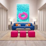 Quadro Canvas Boia Rosa Piscina Água