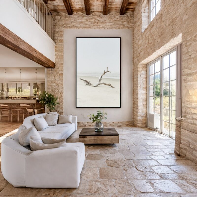 Quadro Canvas Branco Galho Seco Areia