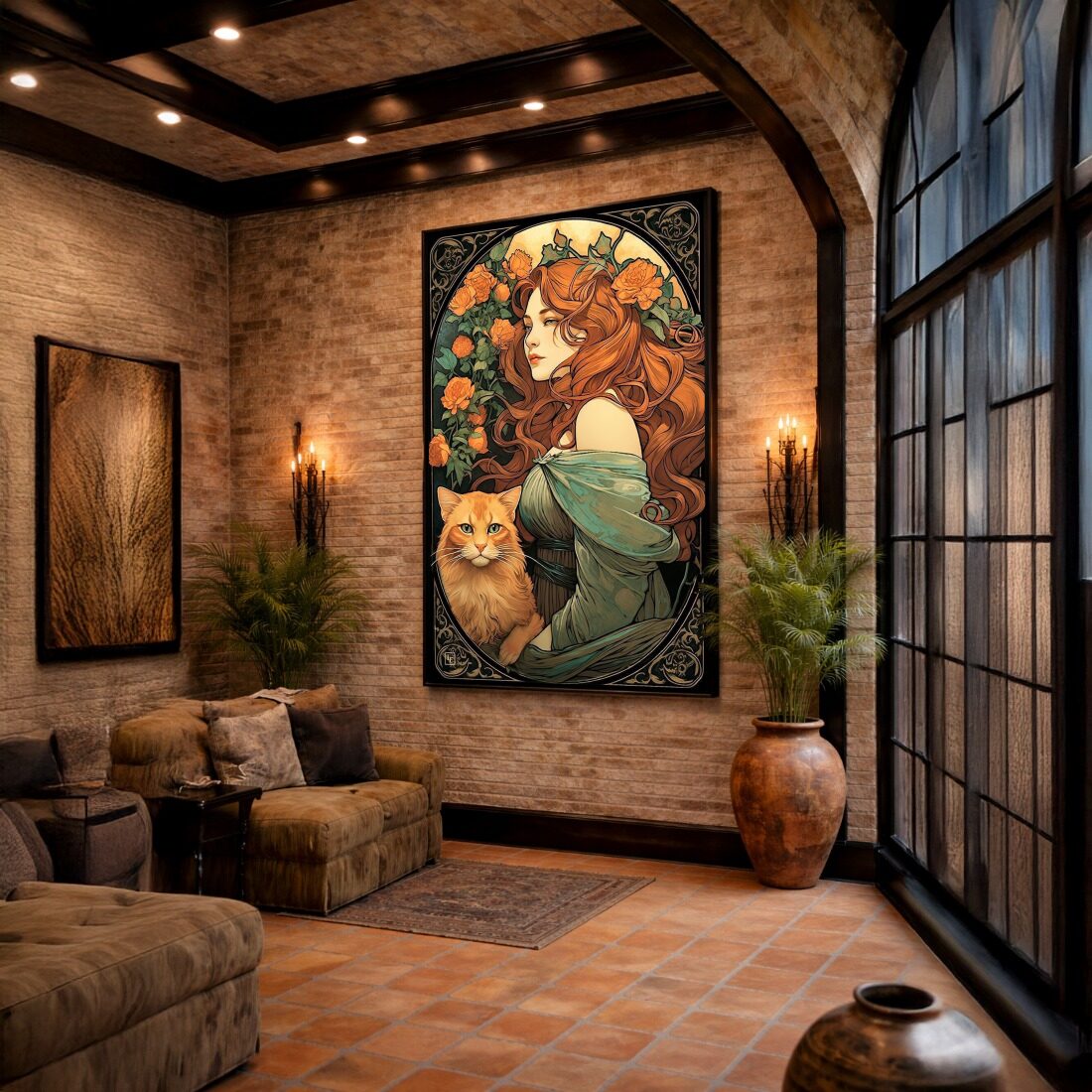 Quadro Canvas Cigana com Gato