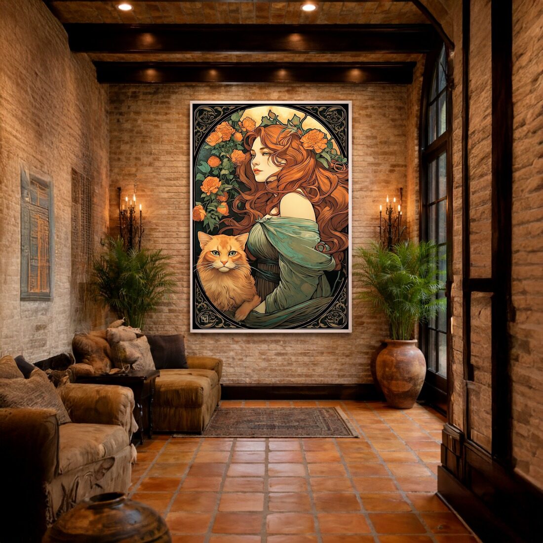 Quadro Canvas Cigana com Gato