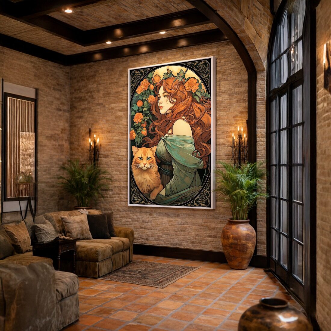 Quadro Canvas Cigana com Gato