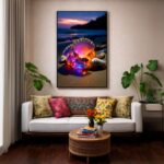 Quadro Canvas Colorido Conchas Iluminadas Brilhantes