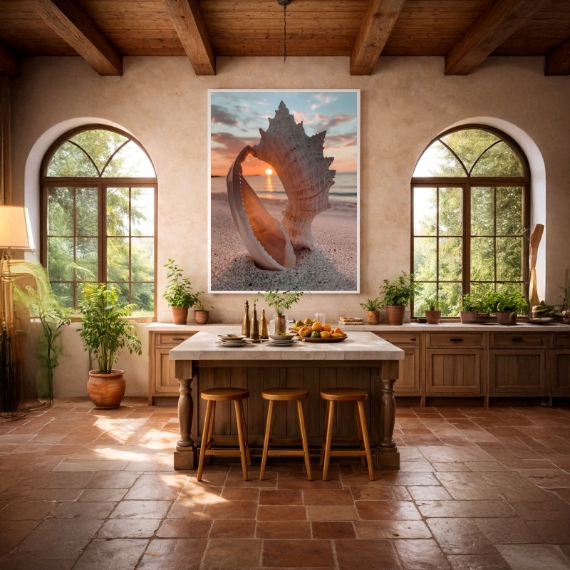 Quadro Canvas Concha Por do Sol Bege