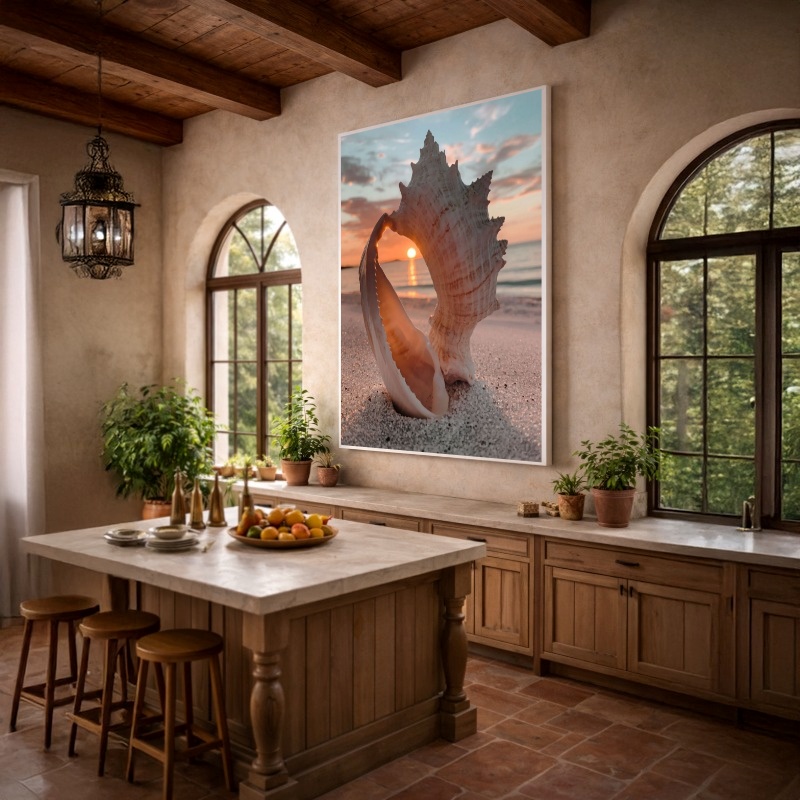 Quadro Canvas Concha Por do Sol Bege