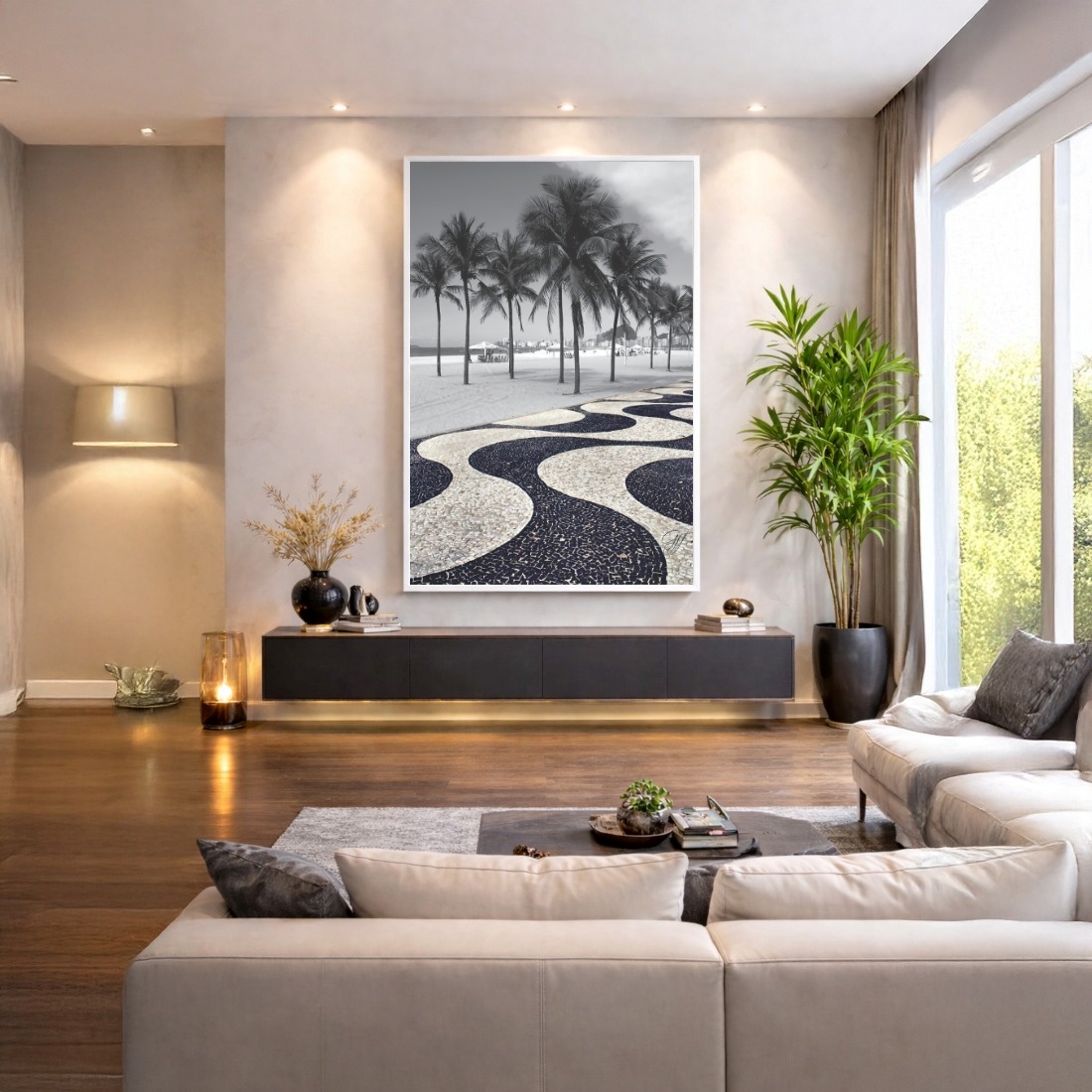 Quadro Canvas Copacabana Calçadão Praia PeB