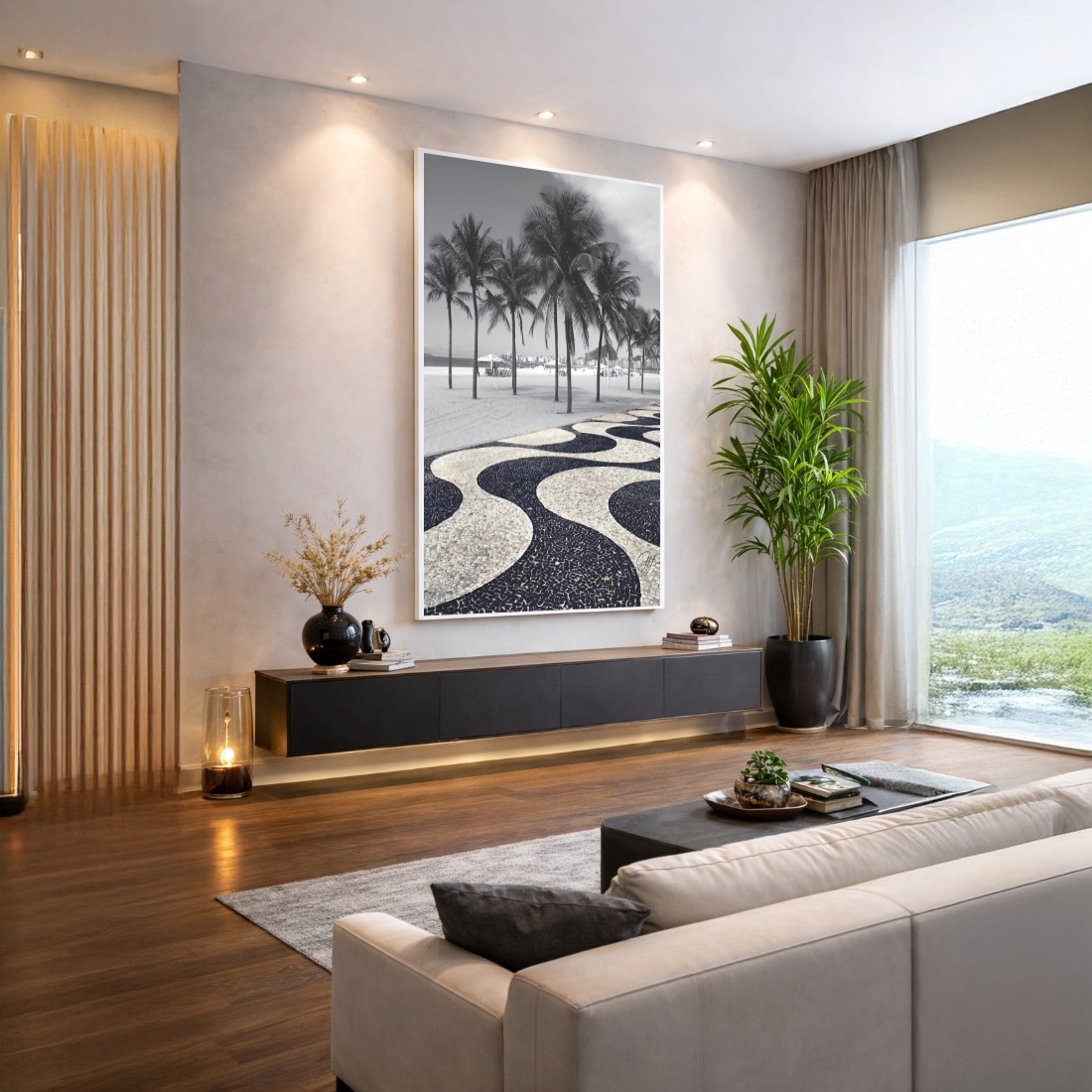 Quadro Canvas Copacabana Calçadão Praia PeB