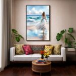 Quadro Canvas Desenho Mulher Areia Praia
