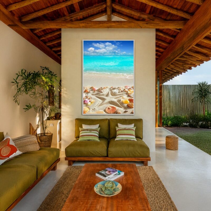 Quadro Canvas Desenho na Areia Praia