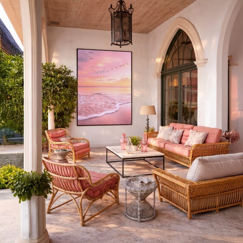 Quadro Canvas Entardecer Rosa Mar
