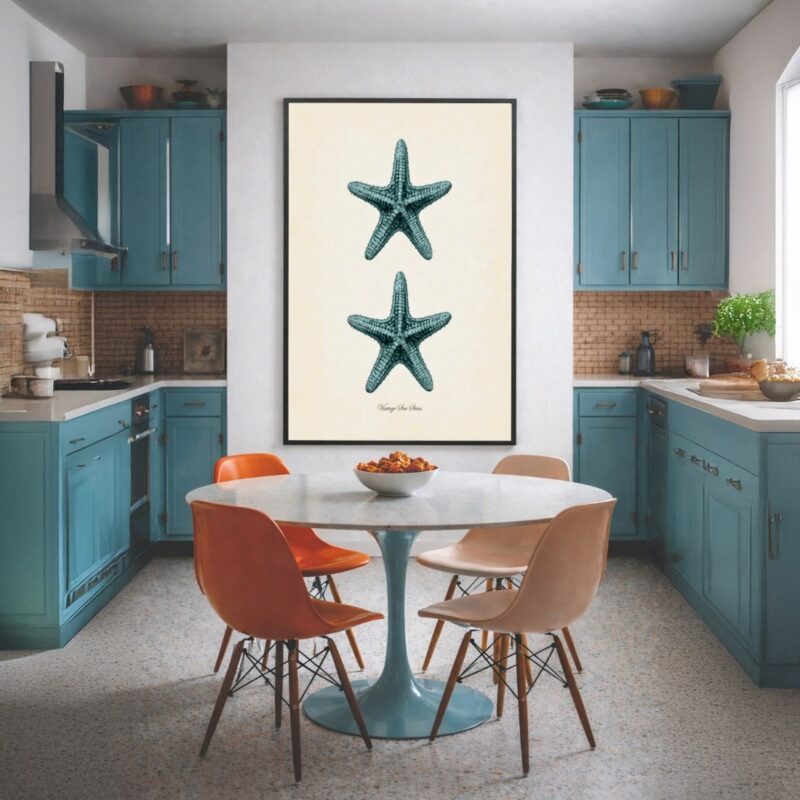 Quadro Canvas Estrela do Mar Desenho Azul