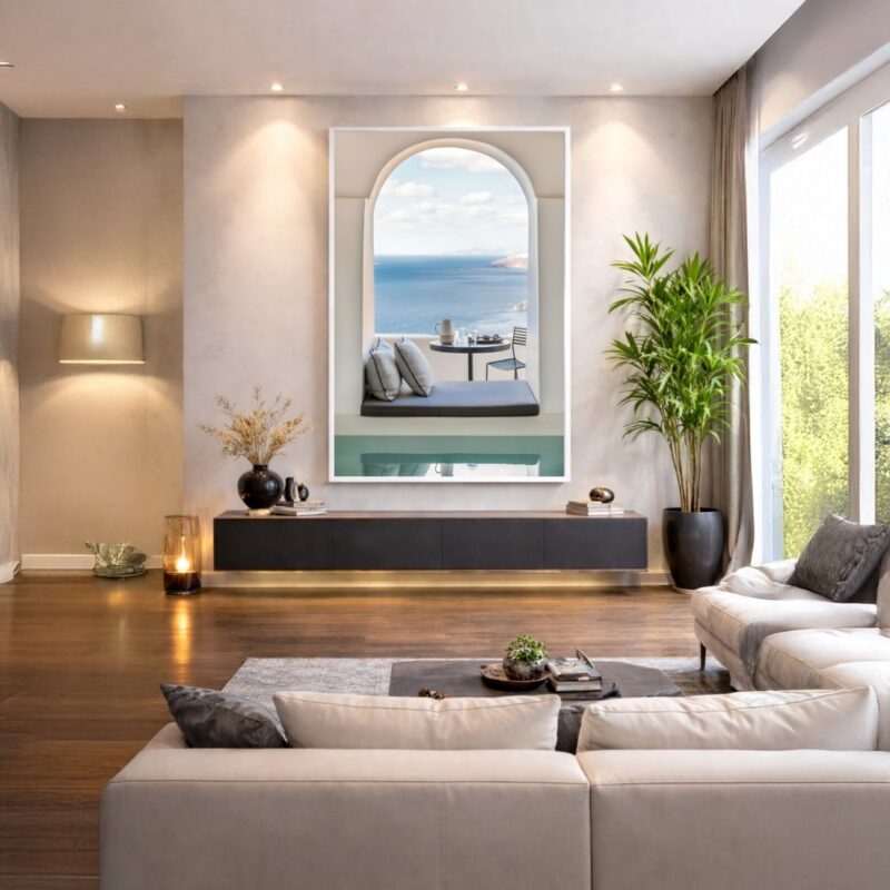 Quadro Canvas Janela Vista Praia Mar