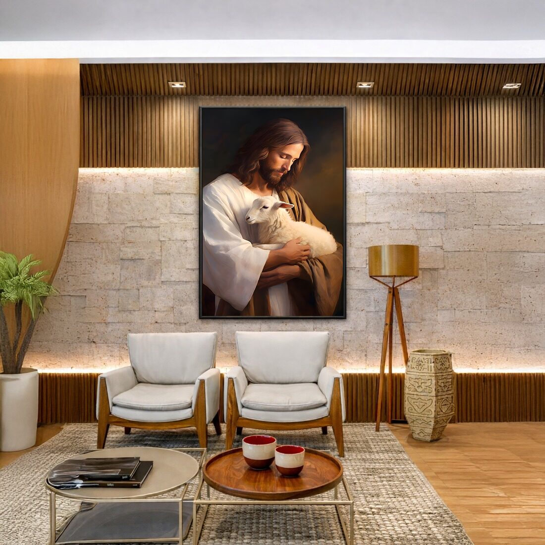 Quadro Canvas Jesus e o Cordeiro de Deus