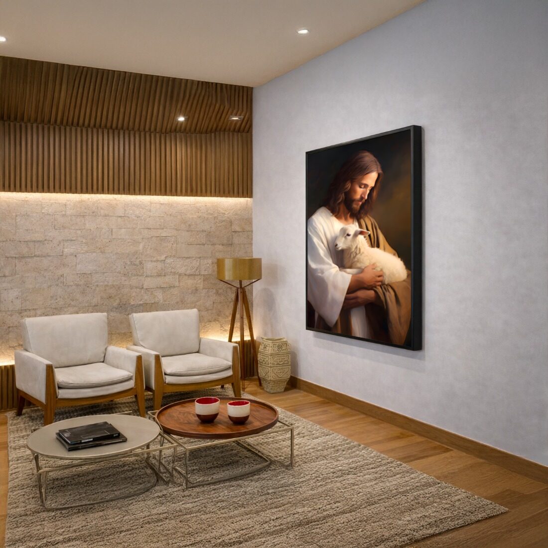 Quadro Canvas Jesus e o Cordeiro de Deus