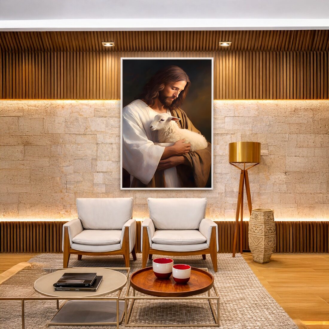Quadro Canvas Jesus e o Cordeiro de Deus