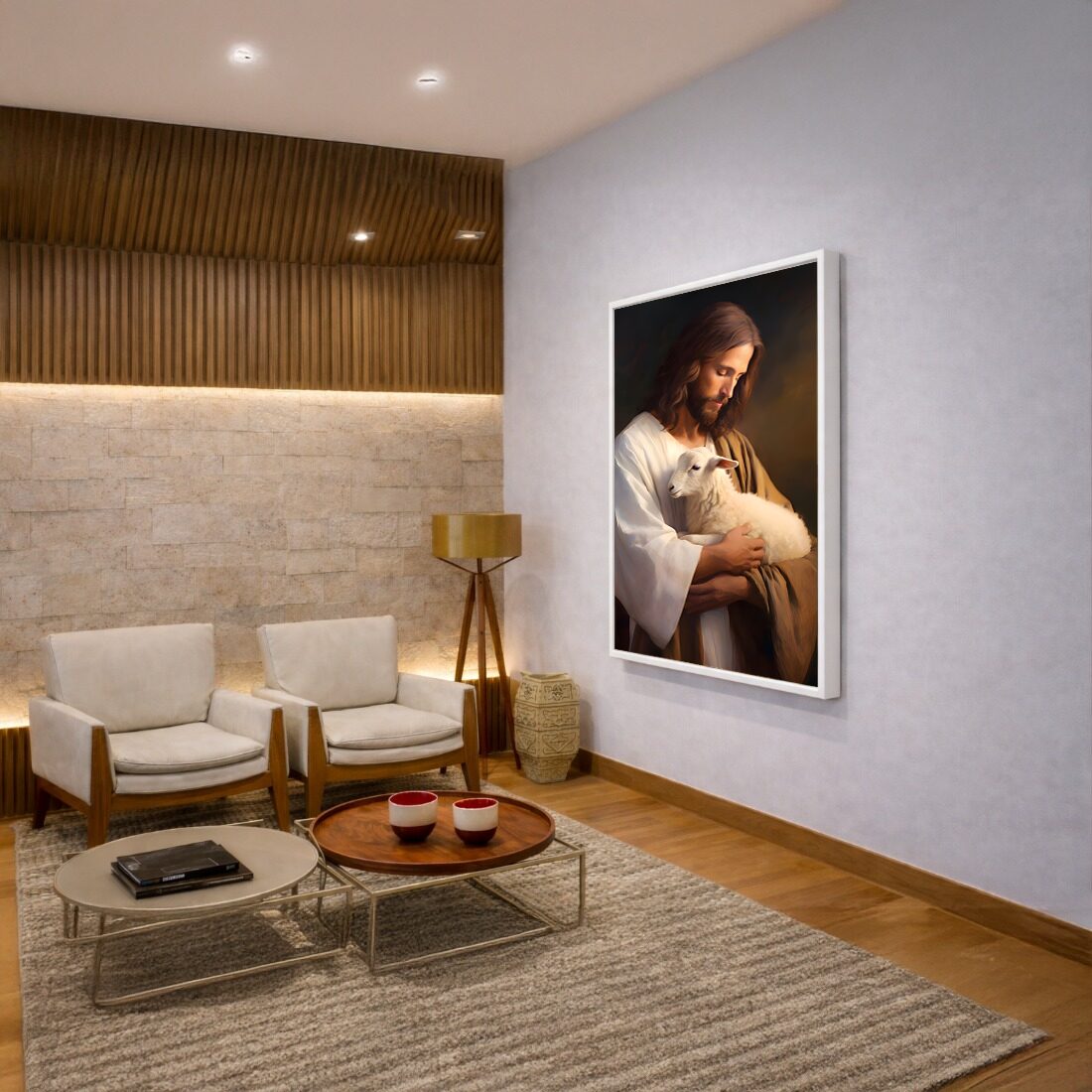 Quadro Canvas Jesus e o Cordeiro de Deus