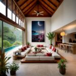 Quadro Canvas Lua Brilhante Praia Iluminada